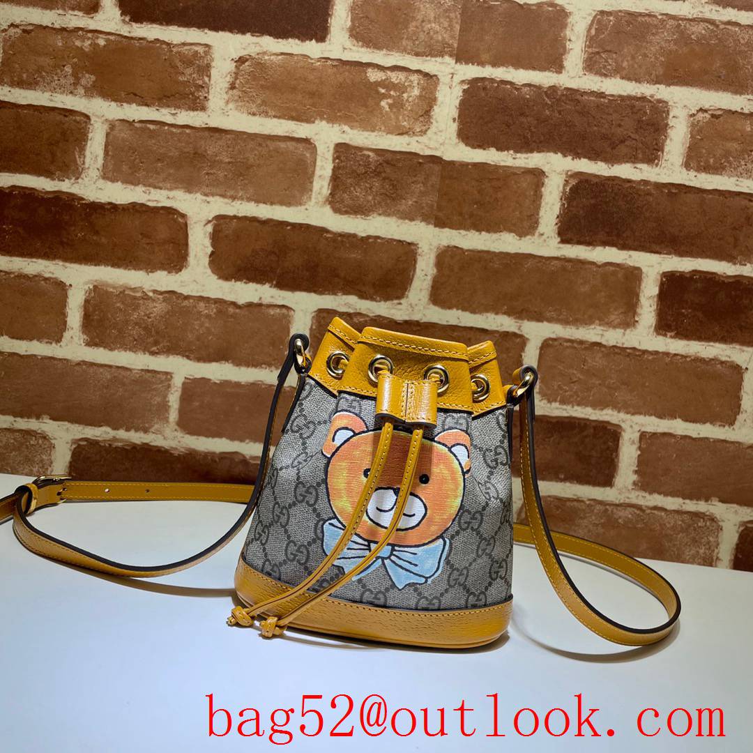 Gucci Kai Small Bear Bucket Bag Purse Yellow