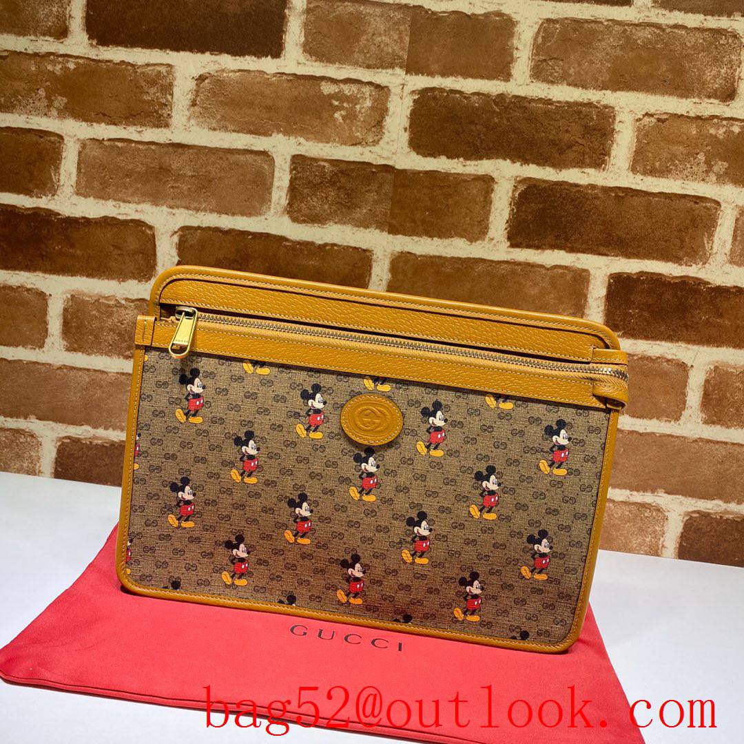 Gucci Disney Mickey Yellow Clutch Handbag Bag Purse