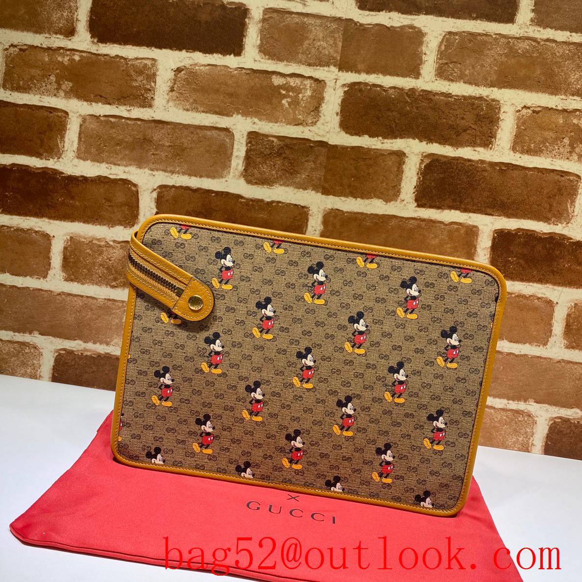 Gucci Disney Mickey Yellow Clutch Handbag Bag Purse