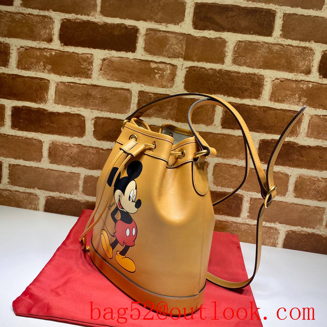 Gucci Disney Mickey Small Yellow GG leather Bucket shoulder bag purse