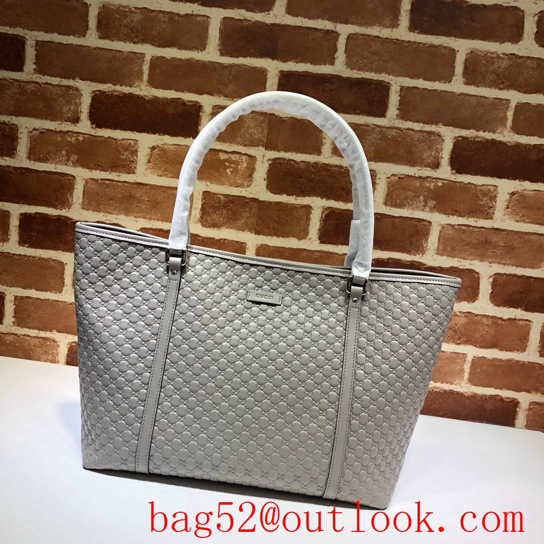 Gucci GG Signature Gray Leather Handbag tote Bag purse
