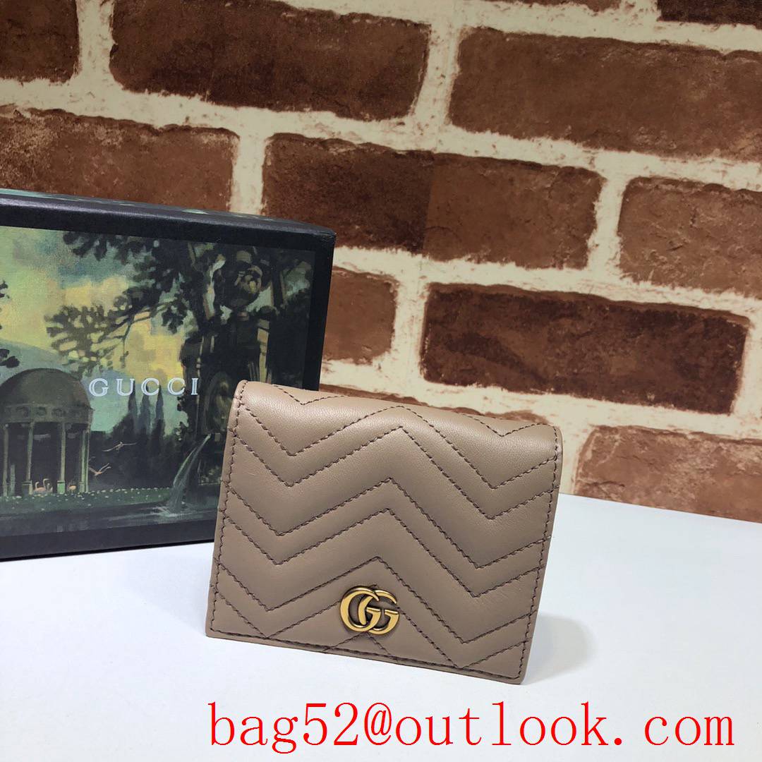 Gucci Leather GG Marmont Nude Short Wallet Purse