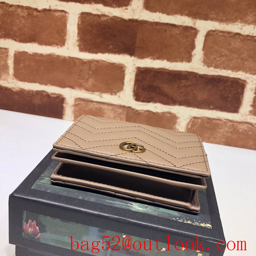 Gucci Leather GG Marmont Nude Short Wallet Purse