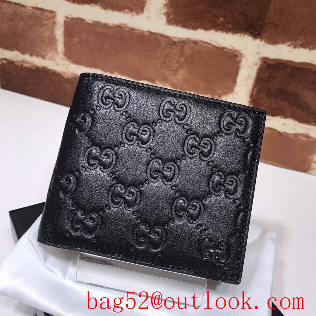 Gucci GG Signature black Leather Short Wallet Purse