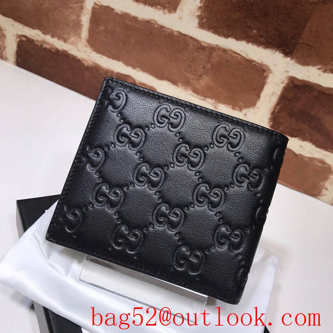 Gucci GG Signature black Leather Short Wallet Purse