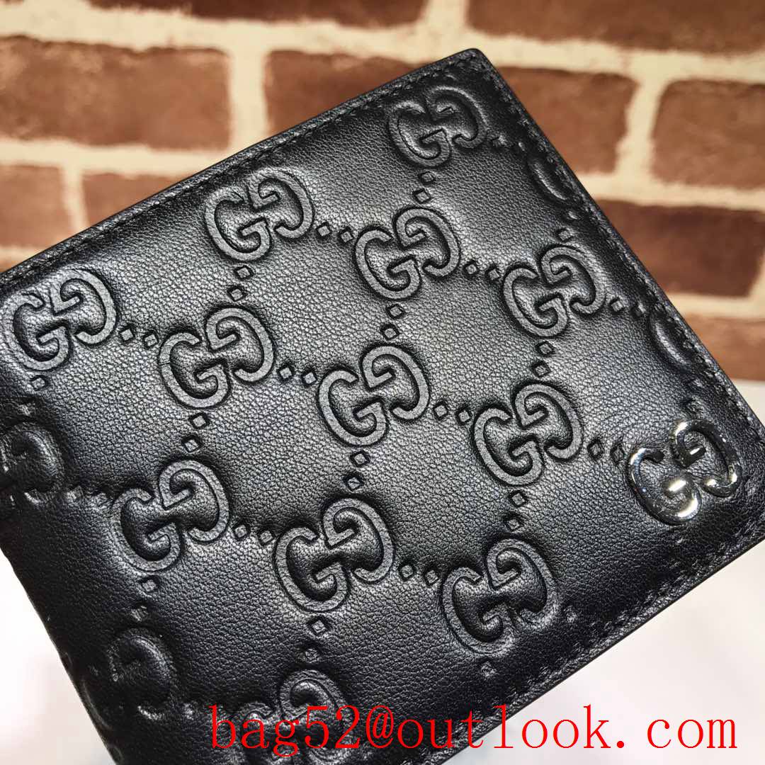 Gucci GG Signature black Leather Short Wallet Purse