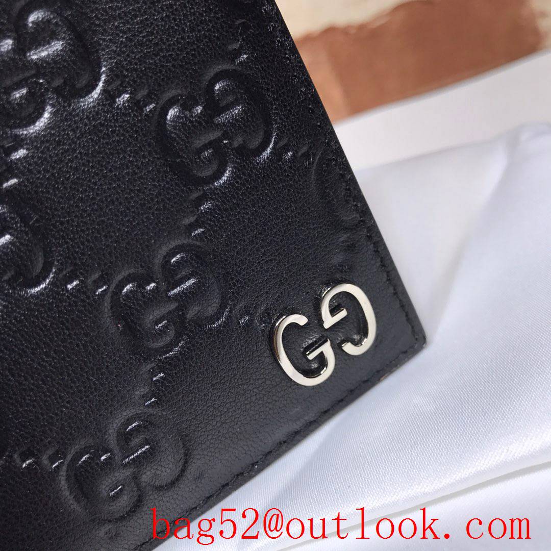 Gucci GG Signature black Leather Short Wallet Purse