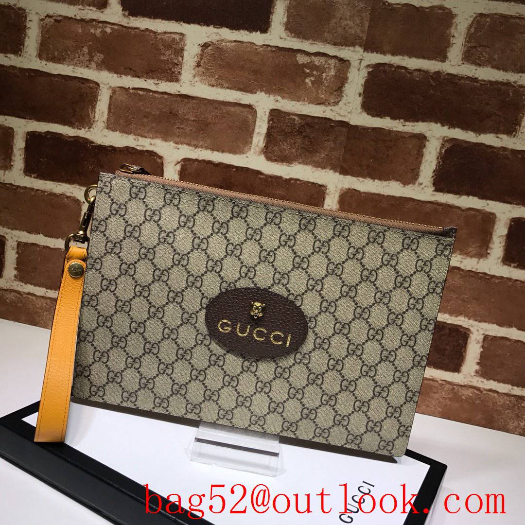 Gucci Neo Vintage GG Supreme Tiger Men Clutch Purse shoulder Bag