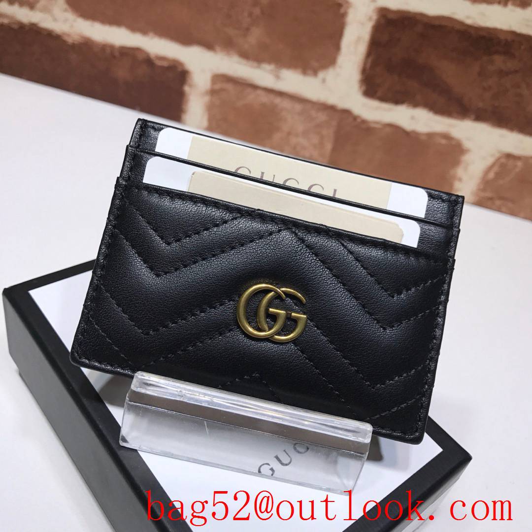 Gucci GG Marmont Black leather Card Holder Wallet Purse