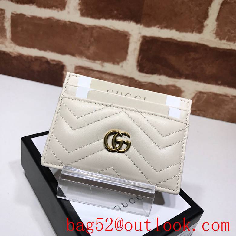 Gucci GG Marmont Cream leather Card Holder Wallet Purse