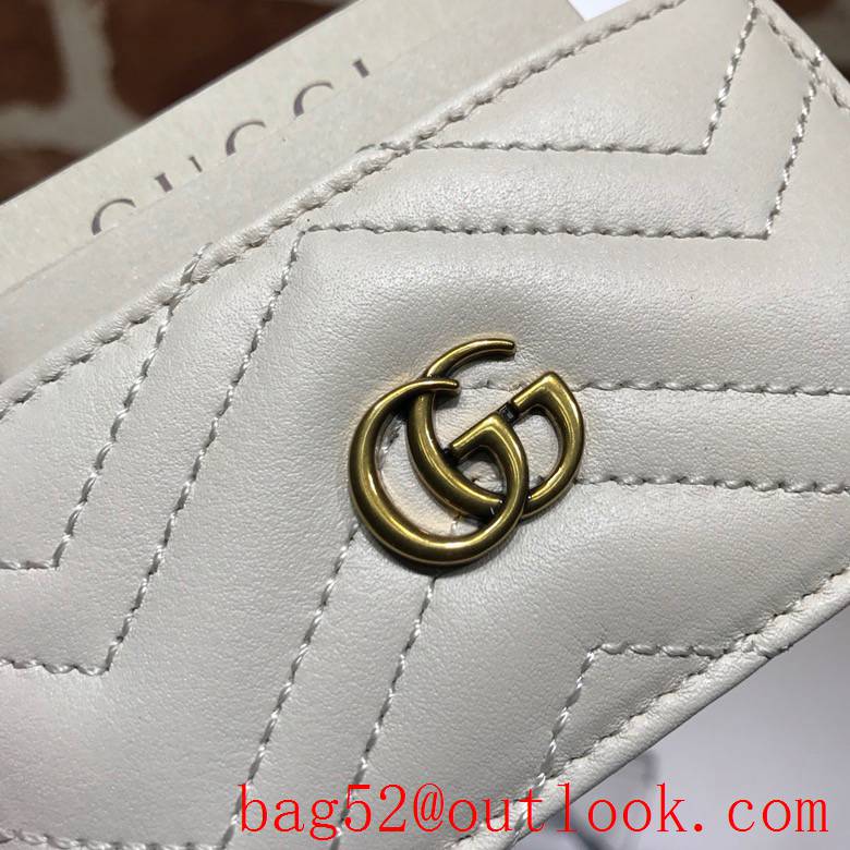 Gucci GG Marmont Cream leather Card Holder Wallet Purse