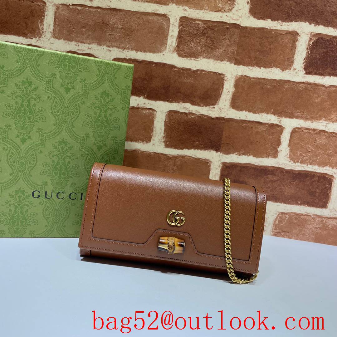 Gucci Diana Brown chain leather Wallet Purse Bag