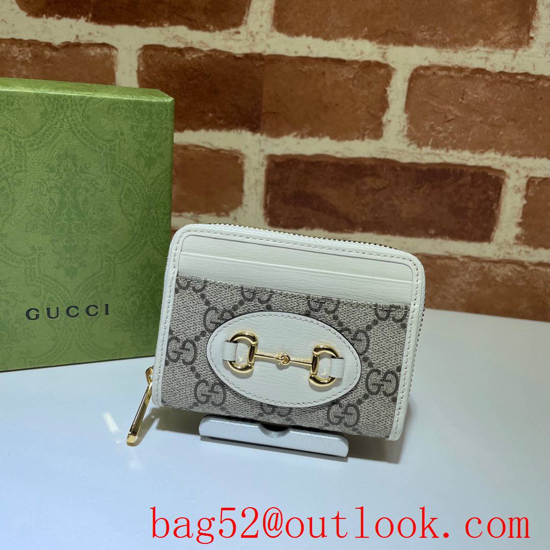 Gucci Horsebit 1955 Short Cream Wallet Coin Purse Bag