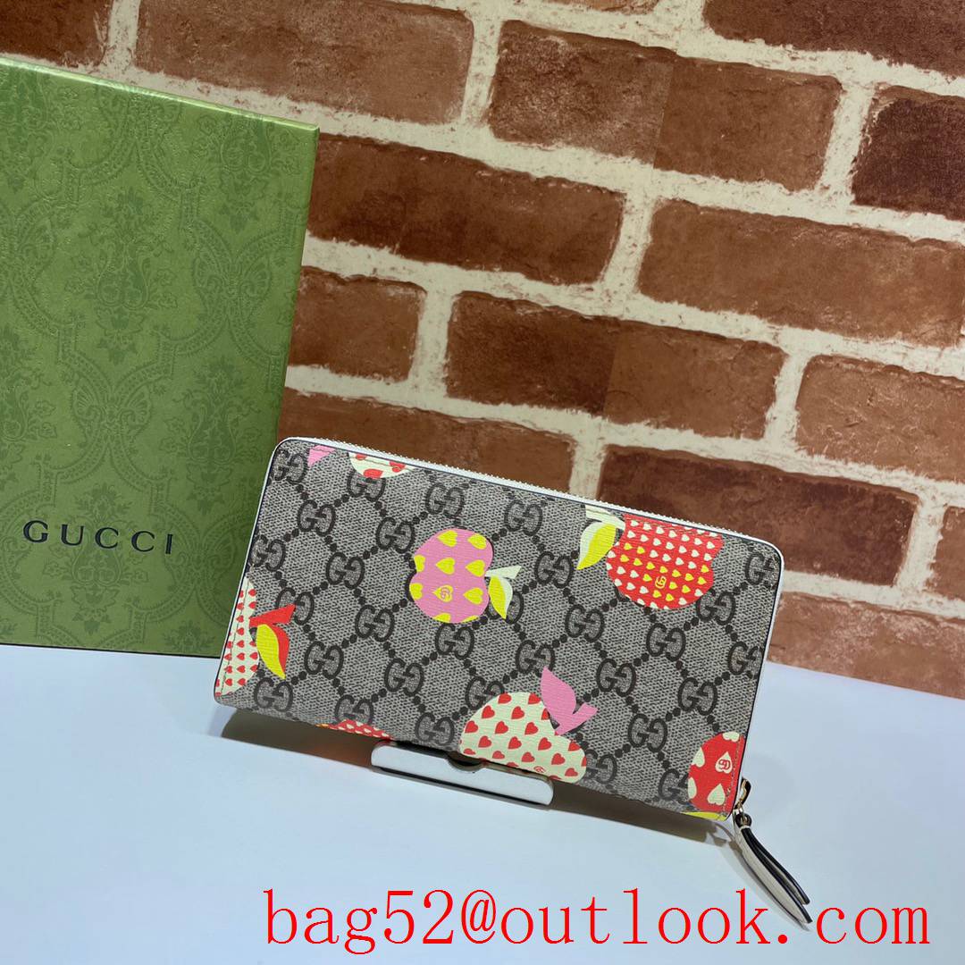 Gucci Long Zippy Apples Wallet Purse