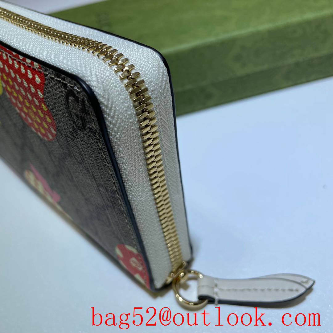 Gucci Long Zippy Apples Wallet Purse