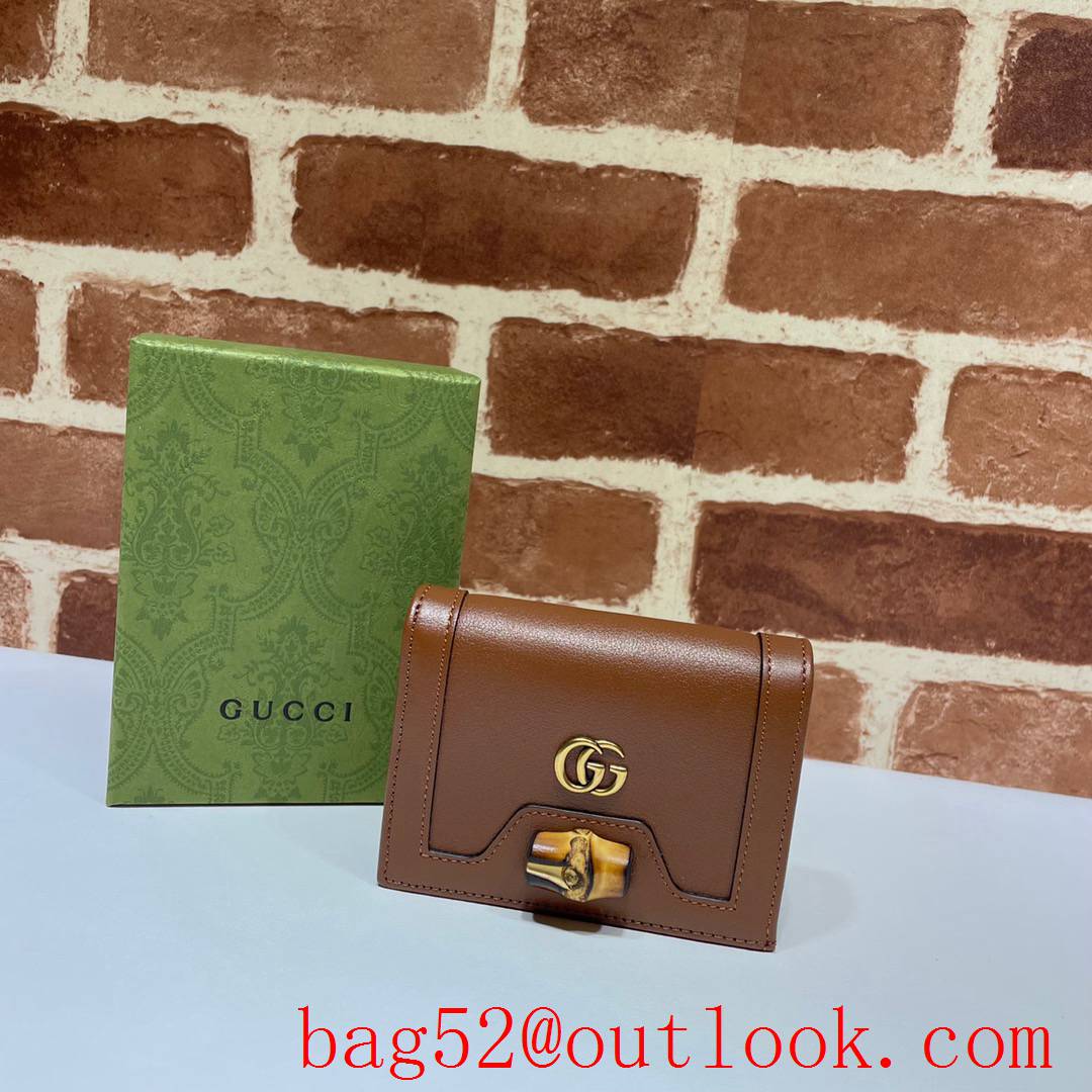Gucci Diana GG small Brown Card Holder leather Wallet Purse