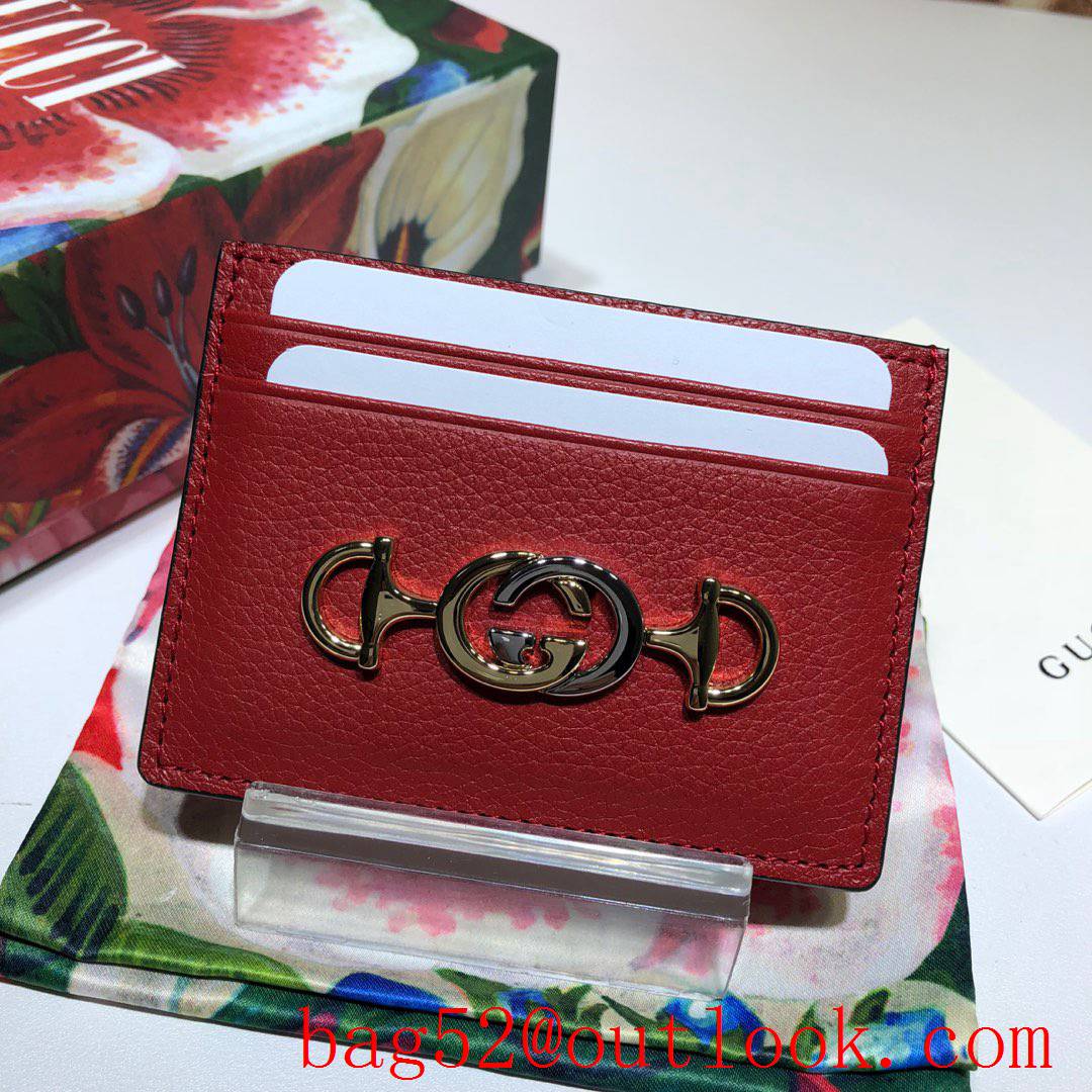 Gucci Zumi GG red leather Card Holder Purse Wallet