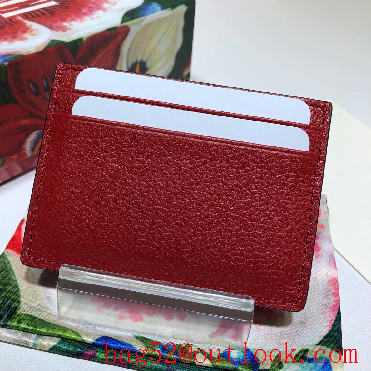 Gucci Zumi GG red leather Card Holder Purse Wallet