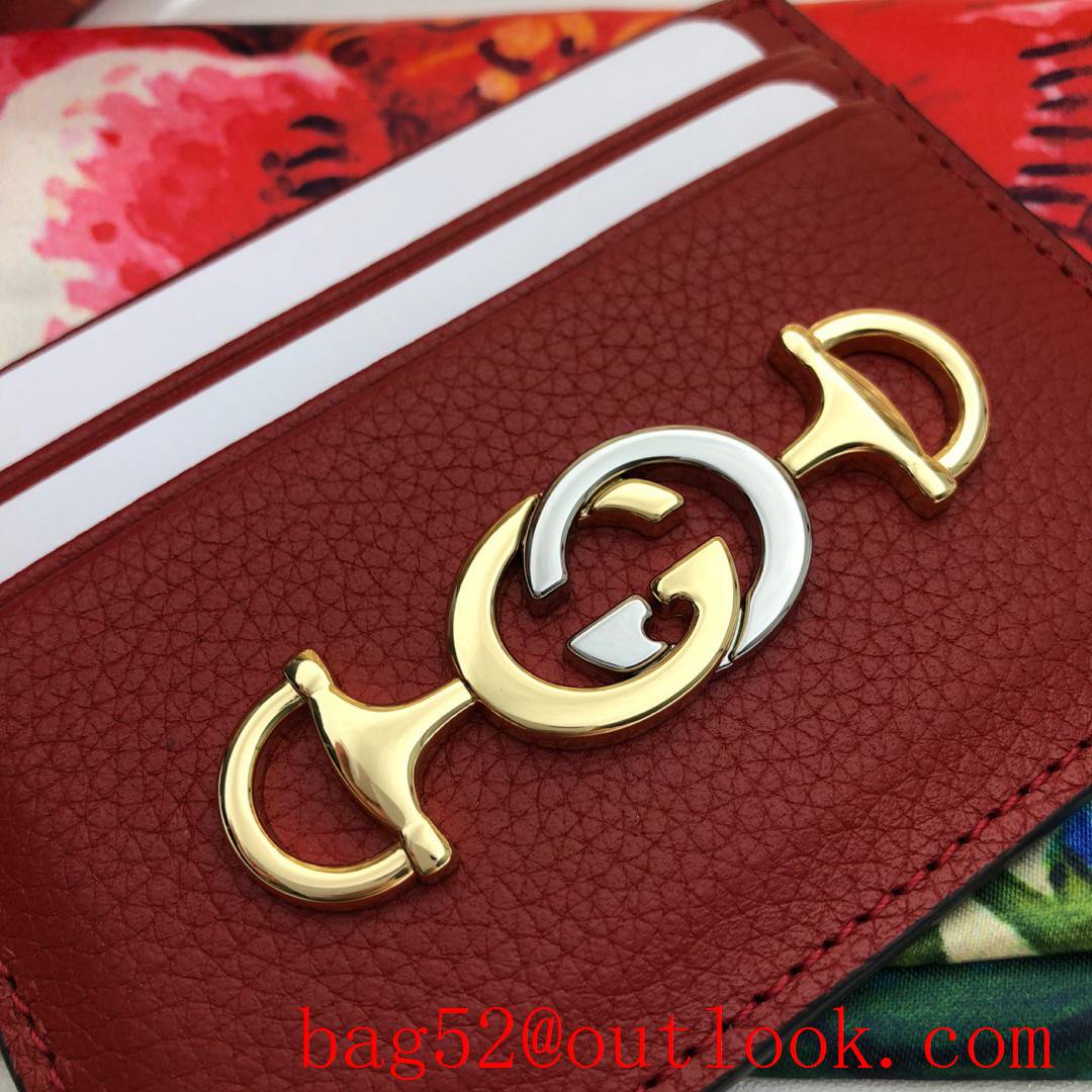 Gucci Zumi GG red leather Card Holder Purse Wallet