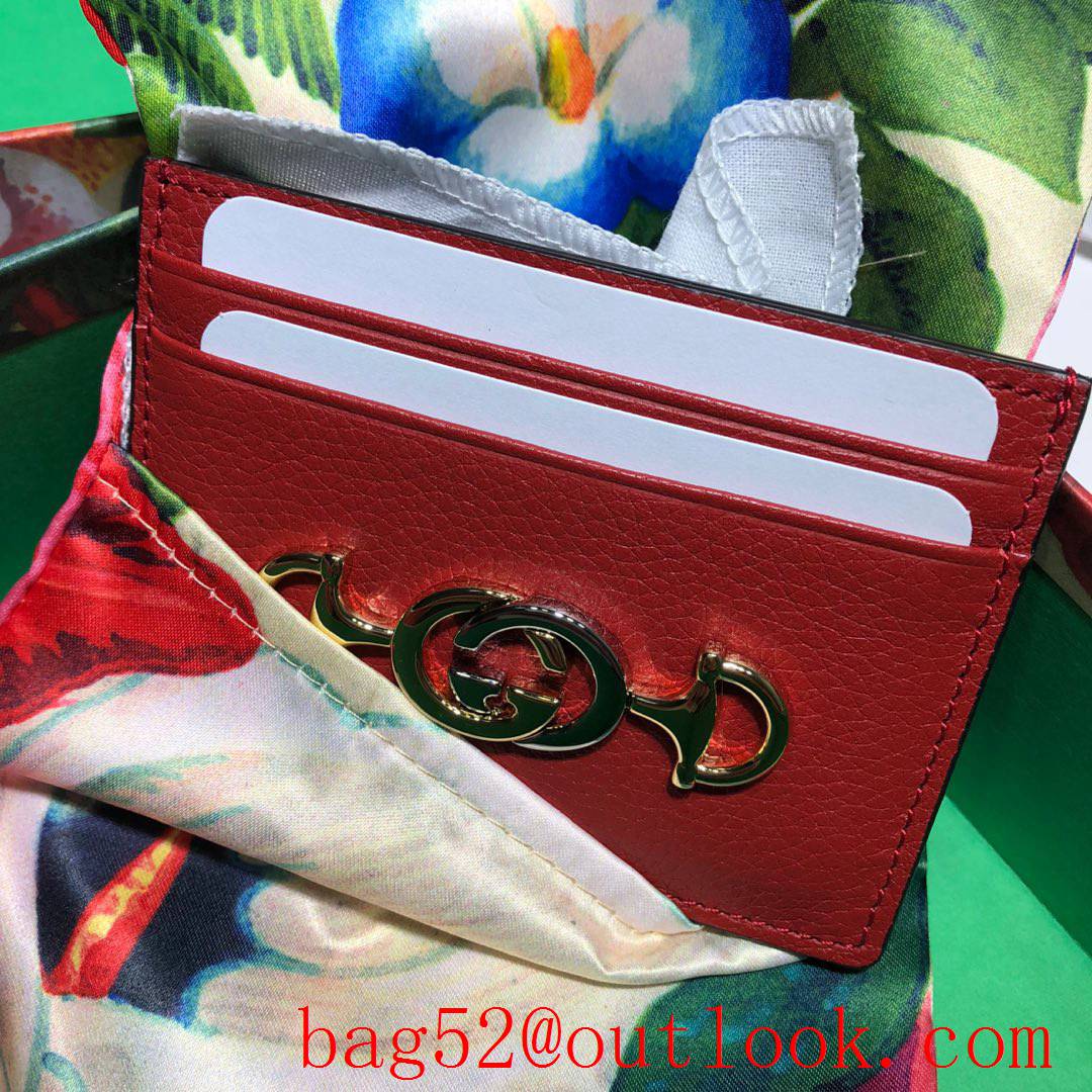 Gucci Zumi GG red leather Card Holder Purse Wallet