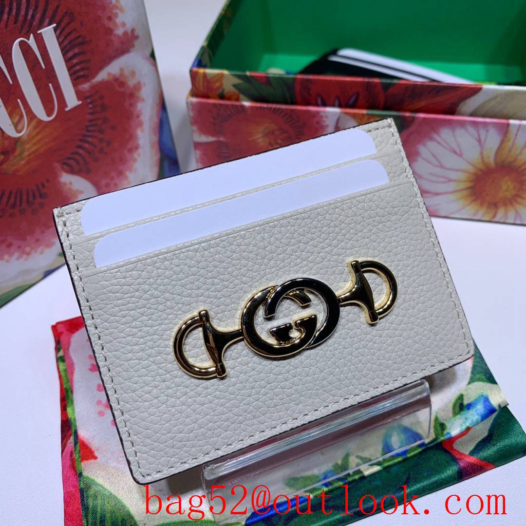 Gucci Zumi GG cream leather Card Holder Purse Wallet