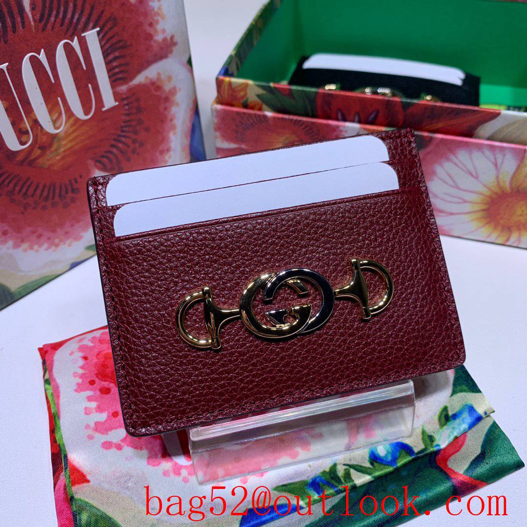 Gucci Zumi GG Wine leather Card Holder Purse Wallet