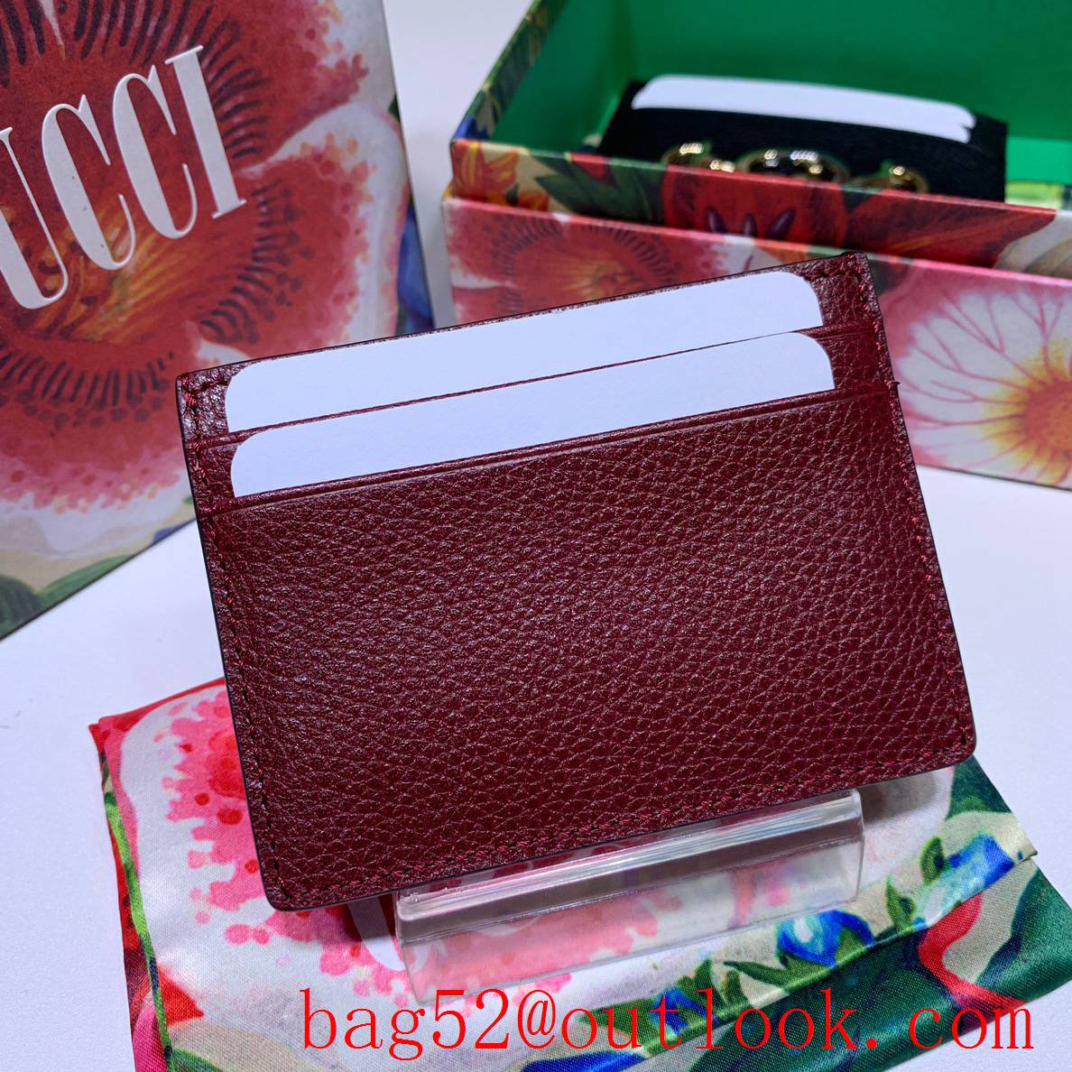 Gucci Zumi GG Wine leather Card Holder Purse Wallet