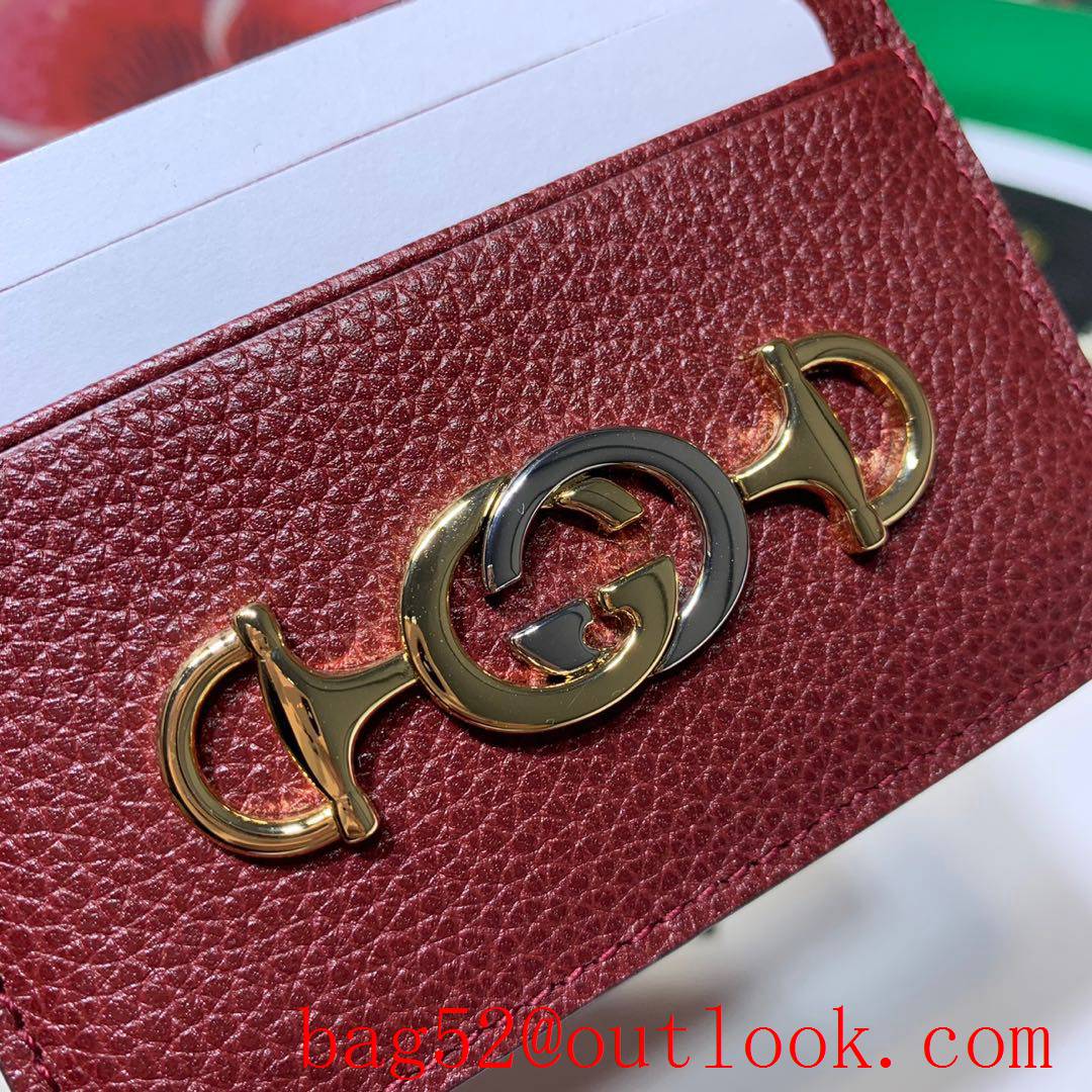 Gucci Zumi GG Wine leather Card Holder Purse Wallet