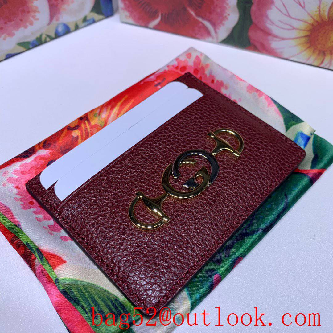 Gucci Zumi GG Wine leather Card Holder Purse Wallet