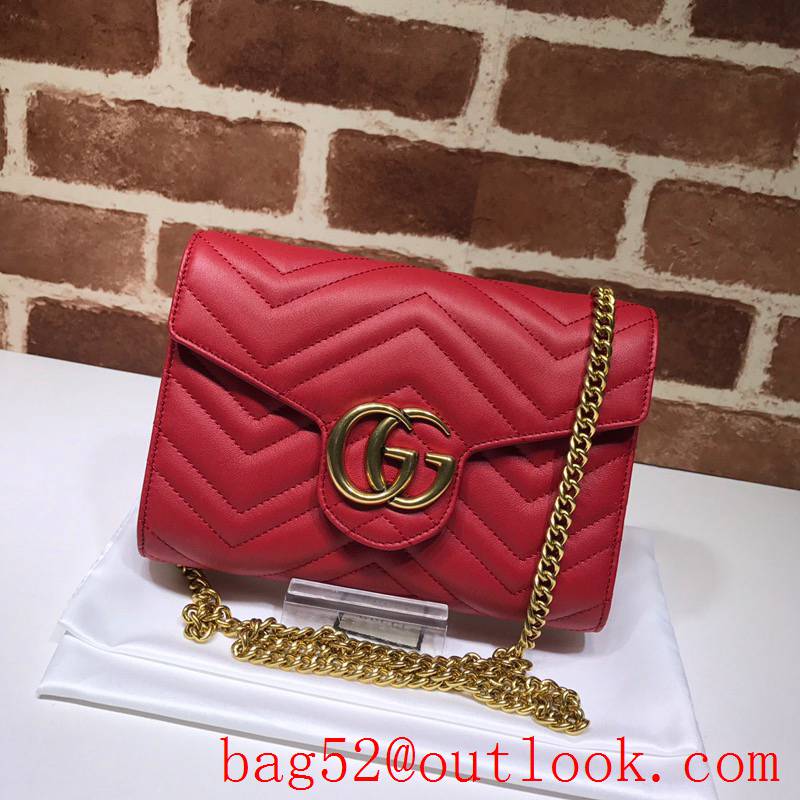 Gucci GG Marmont Small leather chain red Shoulder Bag
