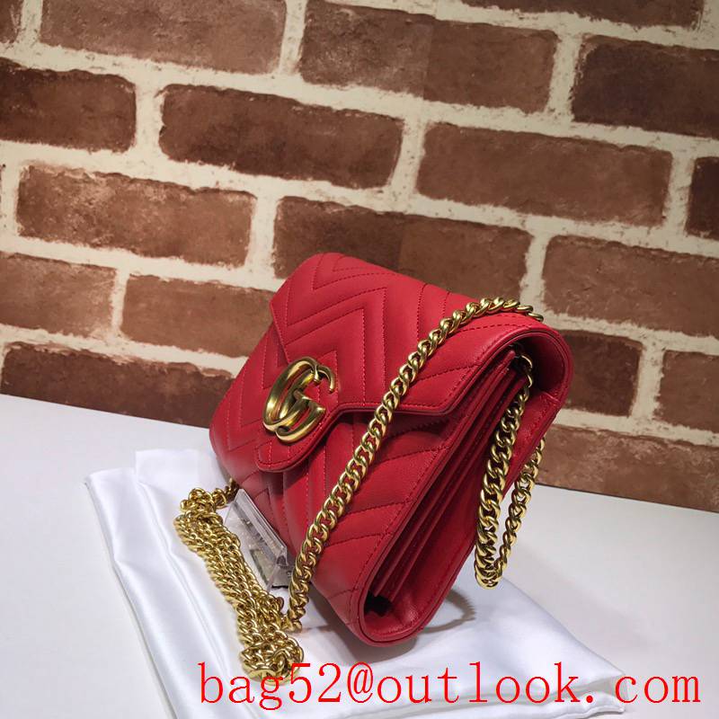 Gucci GG Marmont Small leather chain red Shoulder Bag