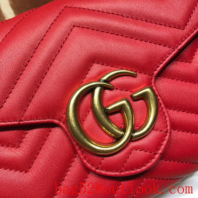 Gucci GG Marmont Small leather chain red Shoulder Bag