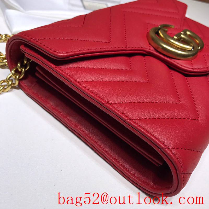 Gucci GG Marmont Small leather chain red Shoulder Bag