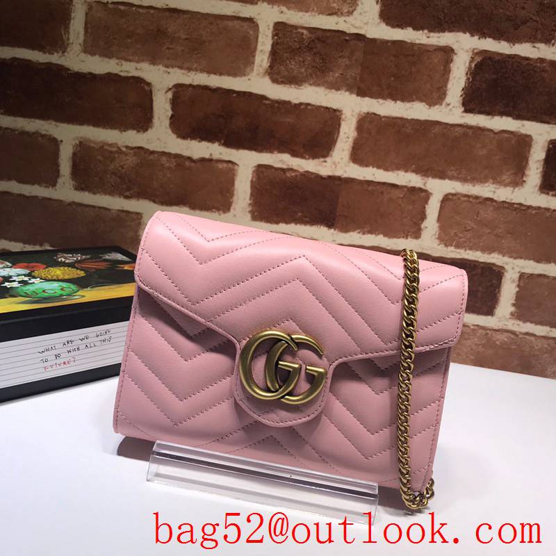 Gucci GG Marmont Small leather chain pink Shoulder Bag