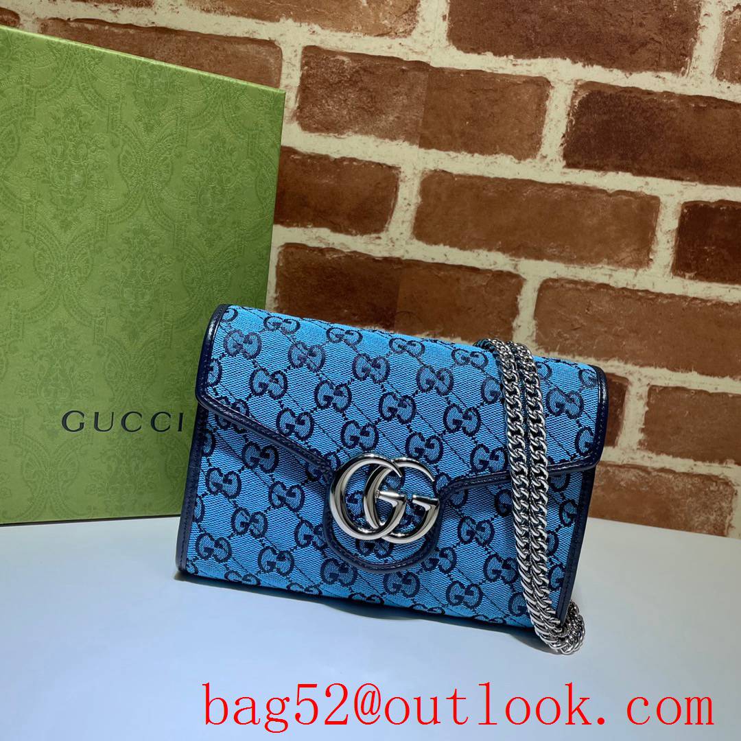 Gucci GG Marmont Small blue Shoulder chain bag purse