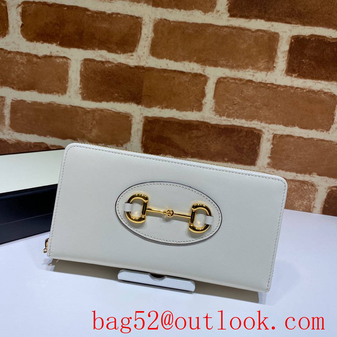 Gucci Horsebit 1955 cream leather Long Zippy Wallet Purse