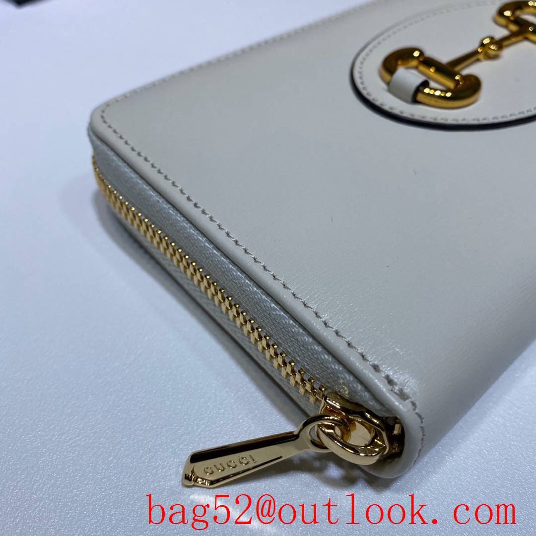 Gucci Horsebit 1955 cream leather Long Zippy Wallet Purse