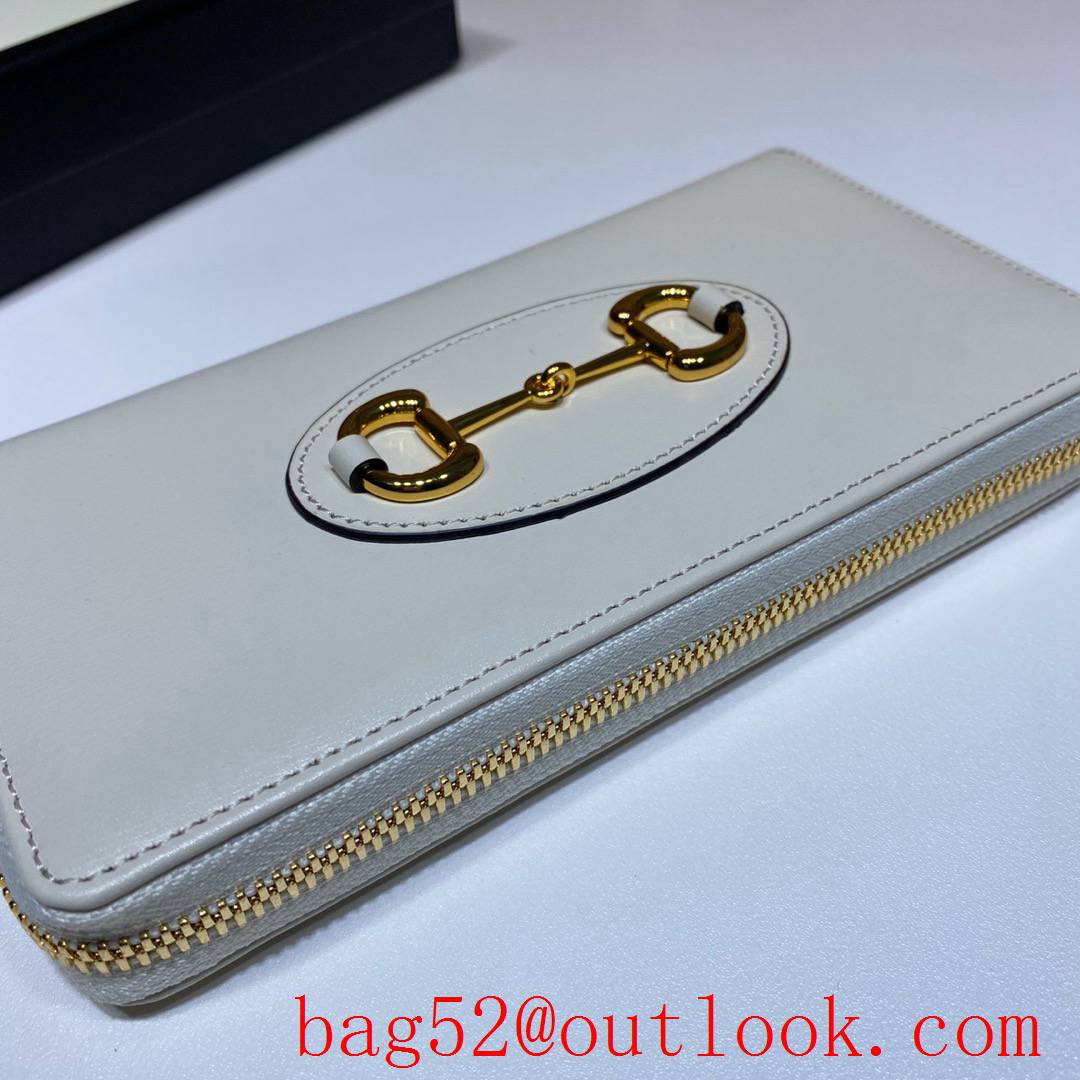 Gucci Horsebit 1955 cream leather Long Zippy Wallet Purse