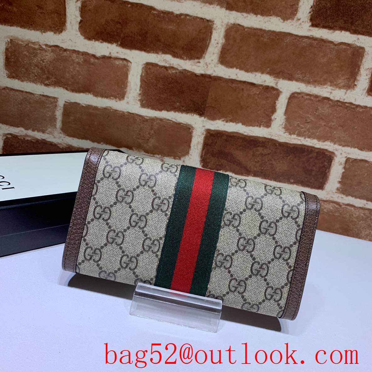 Gucci Ophidia GG Brown Long Wallet flap Purse