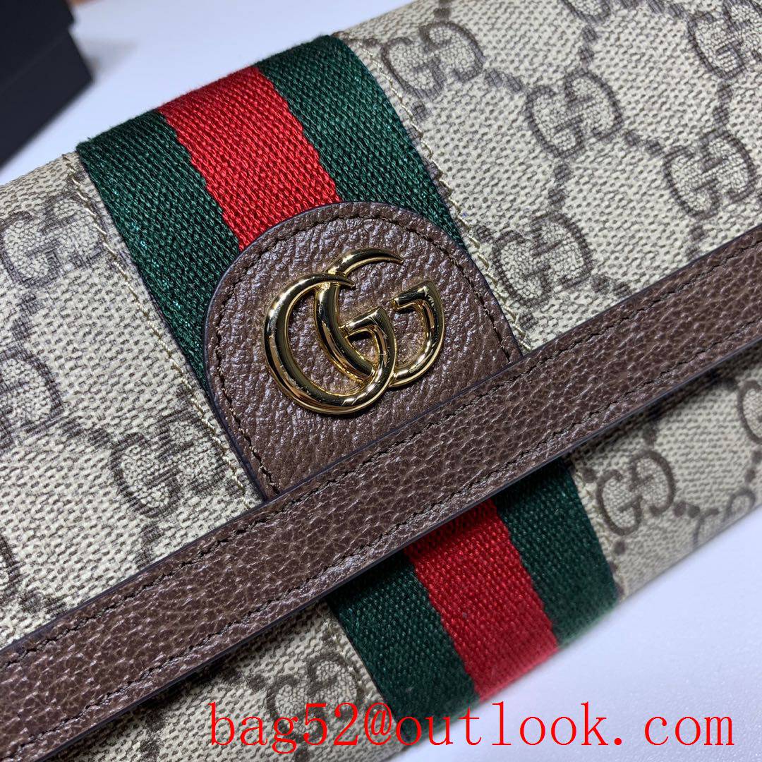 Gucci Ophidia GG Brown Long Wallet flap Purse