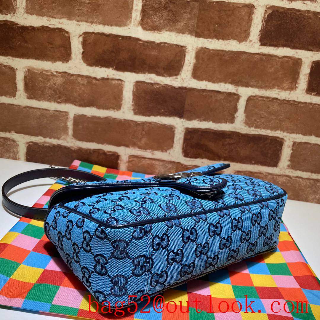 Gucci GG Marmont 26cm blue Multicolor chain Shoulder Bag purse