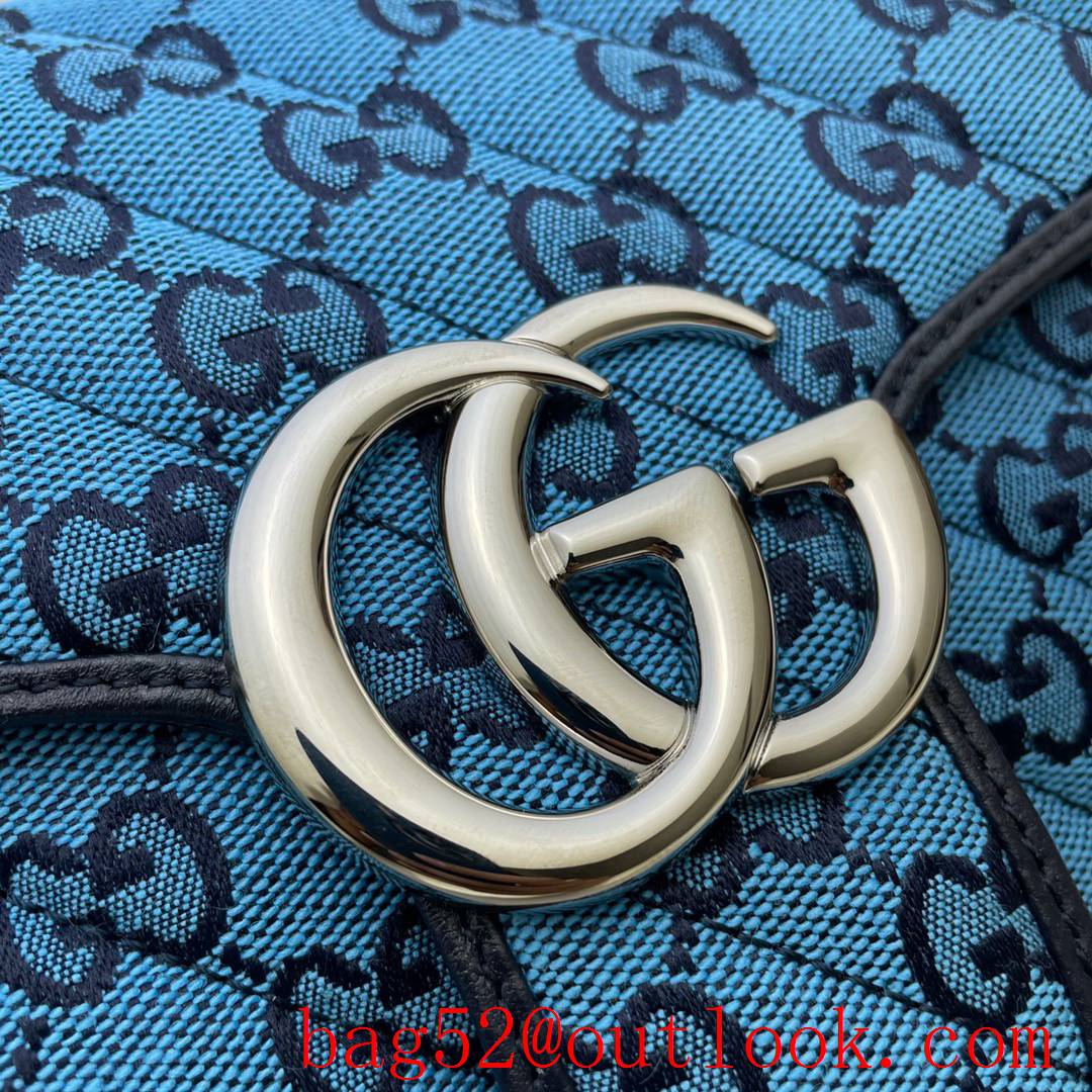 Gucci GG Marmont 26cm blue Multicolor chain Shoulder Bag purse