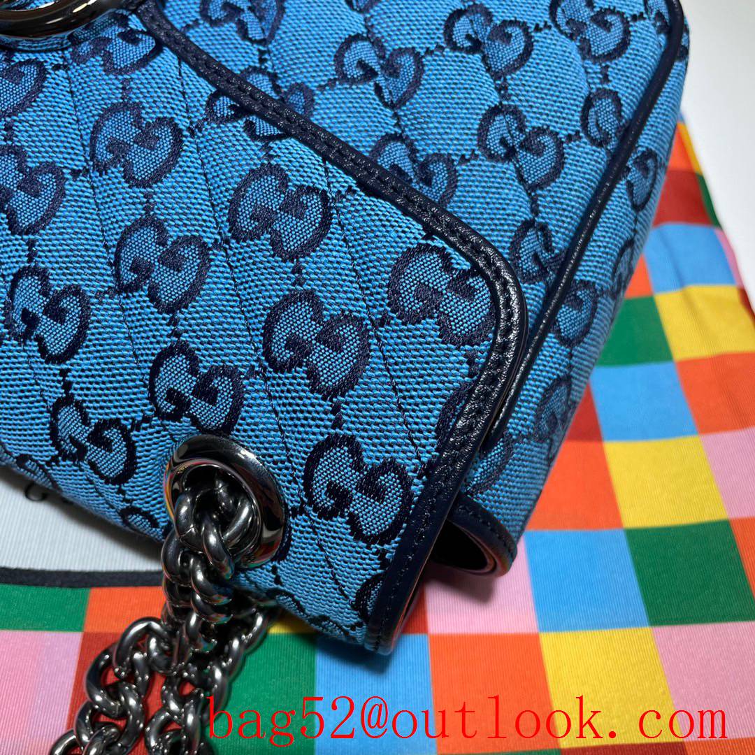 Gucci GG Marmont 26cm blue Multicolor chain Shoulder Bag purse