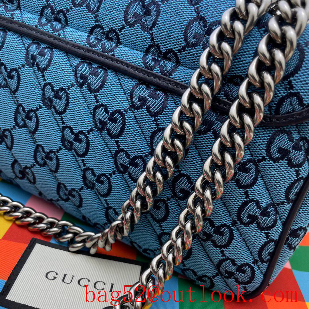 Gucci GG Marmont 26cm blue Multicolor chain Shoulder Bag purse