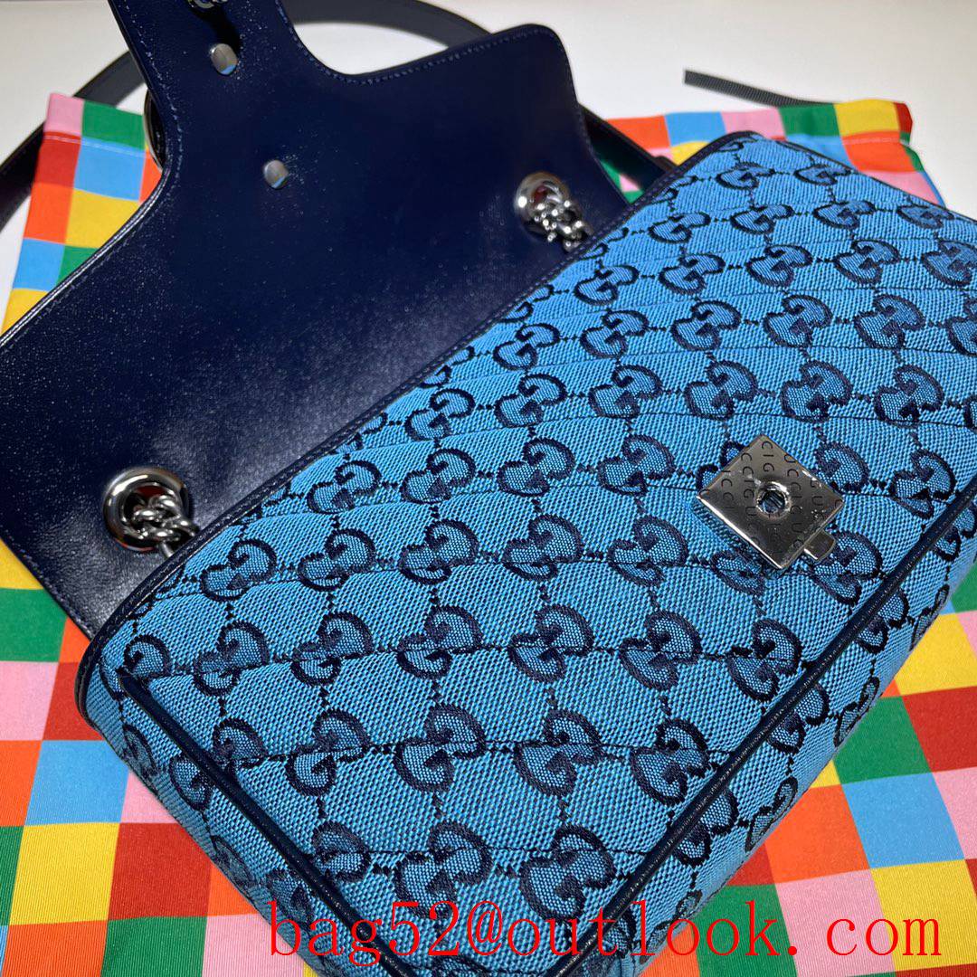 Gucci GG Marmont 26cm blue Multicolor chain Shoulder Bag purse