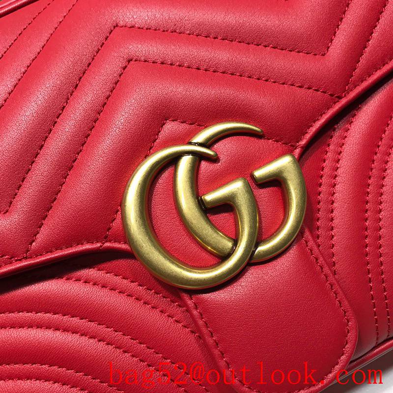 Gucci GG Marmont leather red Small Messenger shoulder Bag tote purse