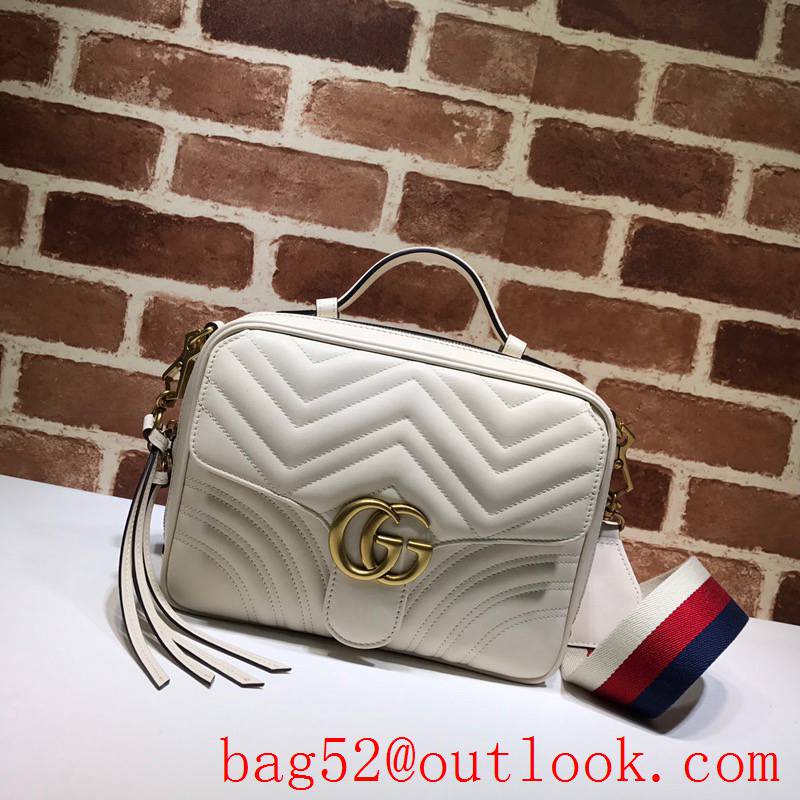 Gucci GG Marmont leather cream Small Messenger shoulder Bag tote purse