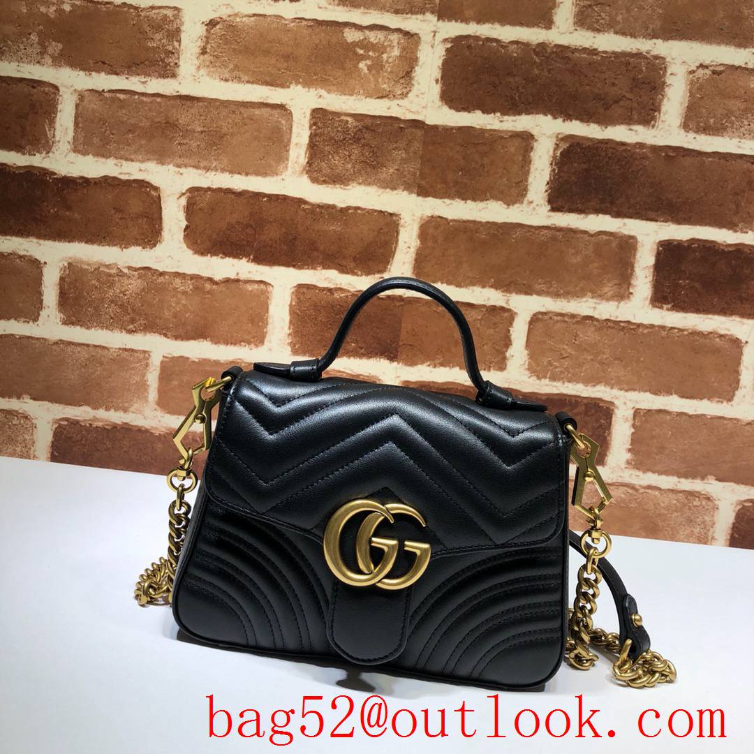 Gucci GG Marmont leather black Small Messenger shoulder Bag tote purse