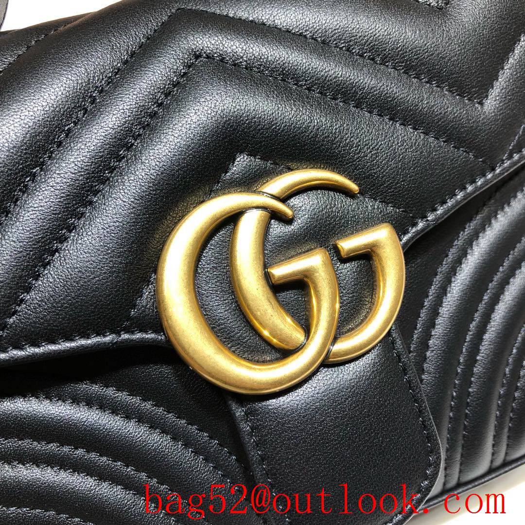 Gucci GG Marmont leather black Small Messenger shoulder Bag tote purse
