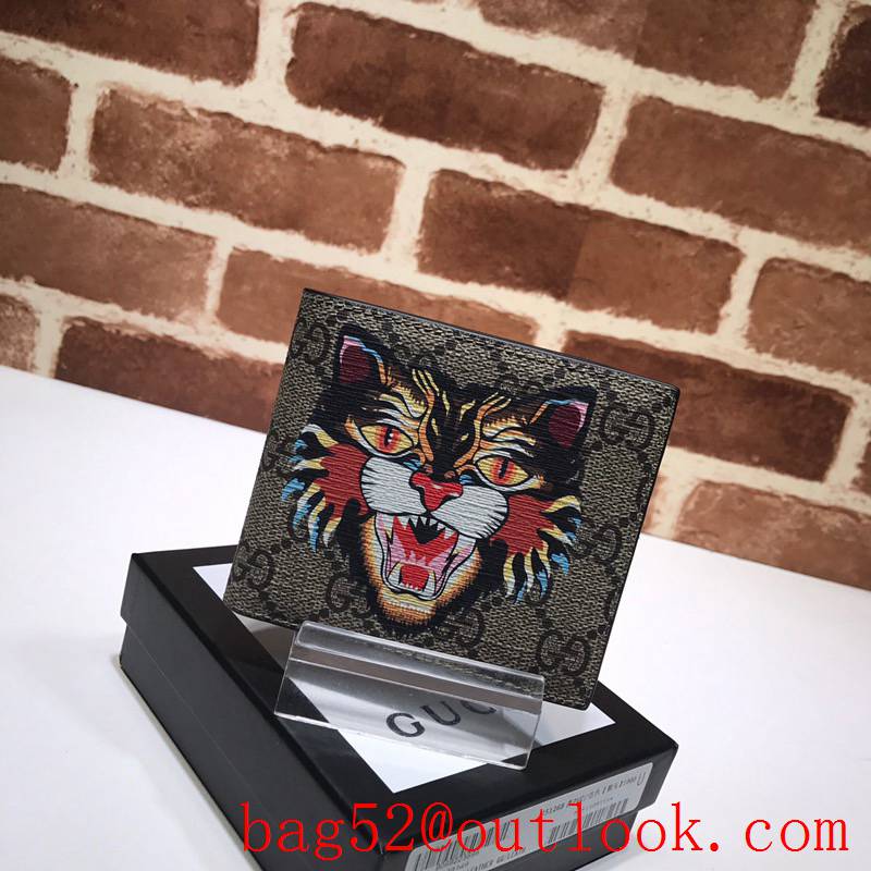 Gucci GG Supreme Men Short Wallet Tiger Purse